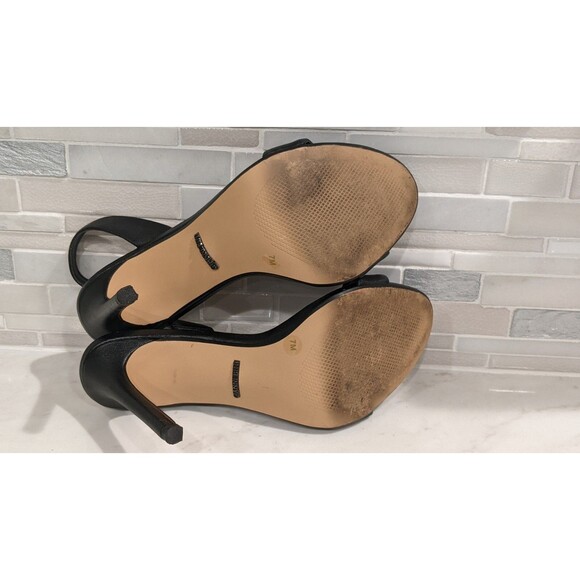 GIANNI BINI Black Leather Sling-Back 4" Stiletto Heel One-Strap Sandals 7M - Picture 8 of 11